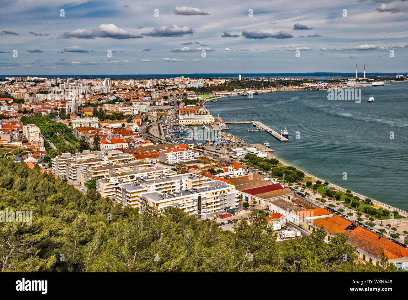 City of Setubal over Sado Estuary, view from Castelo Sao Filipe, Setubal,  Lisboa region, Portugal Stock Photo - Alamy