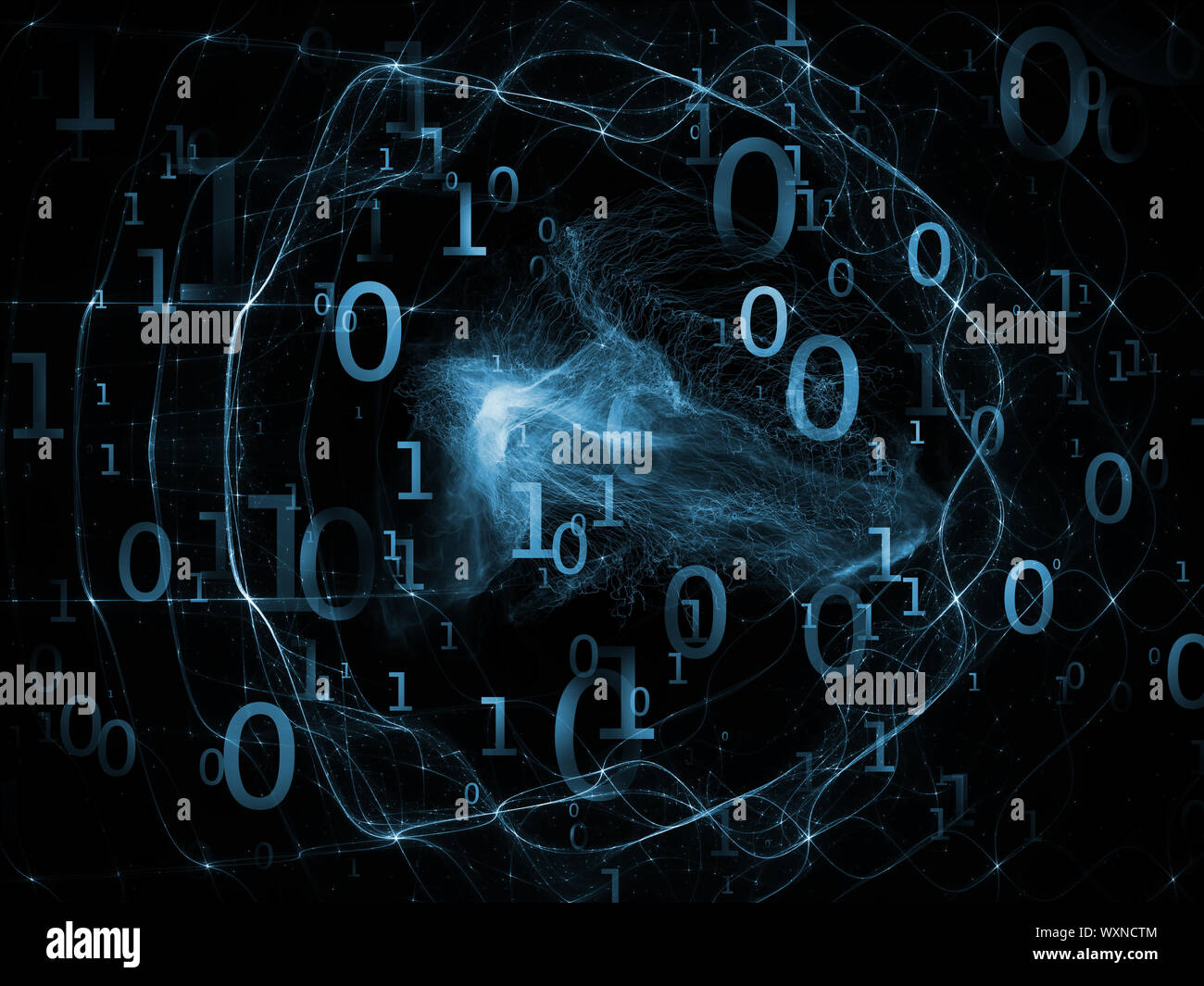 Number in Space series. Backdrop composed of numbers, fractal textures and lights and suitable