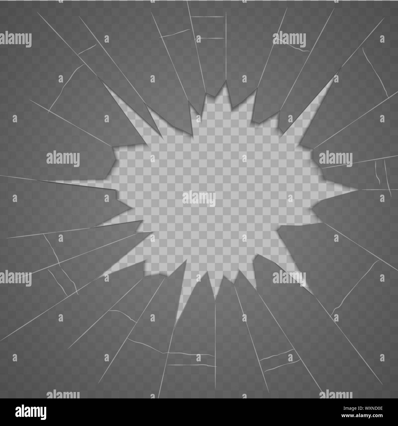 Broken glass texture. Isolated realistic cracked glass effect, concept