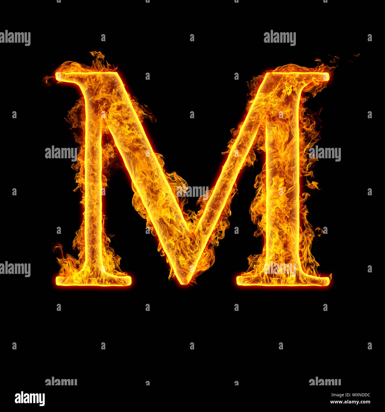 Fire alphabet letter M isolated on black background Stock Photo ...