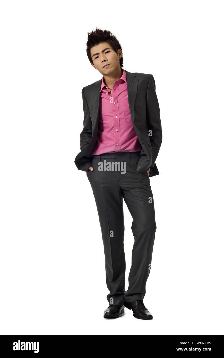 Modern young business man of Asian, full length portrait isolated on ...