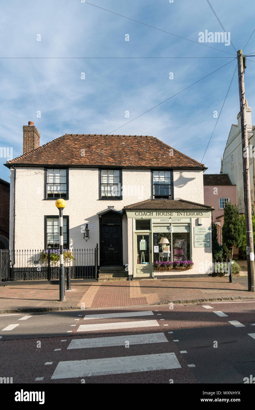 Zebra crossing and shop facade in the ancient village of Brasted, Kent