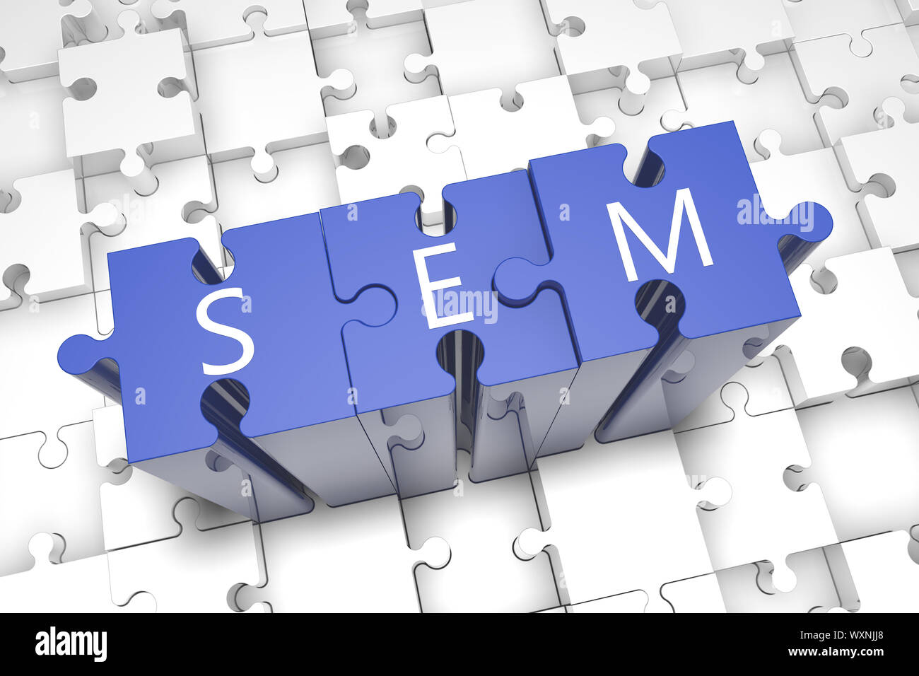 Search Engine Marketing - puzzle 3d render illustration Stock Photo