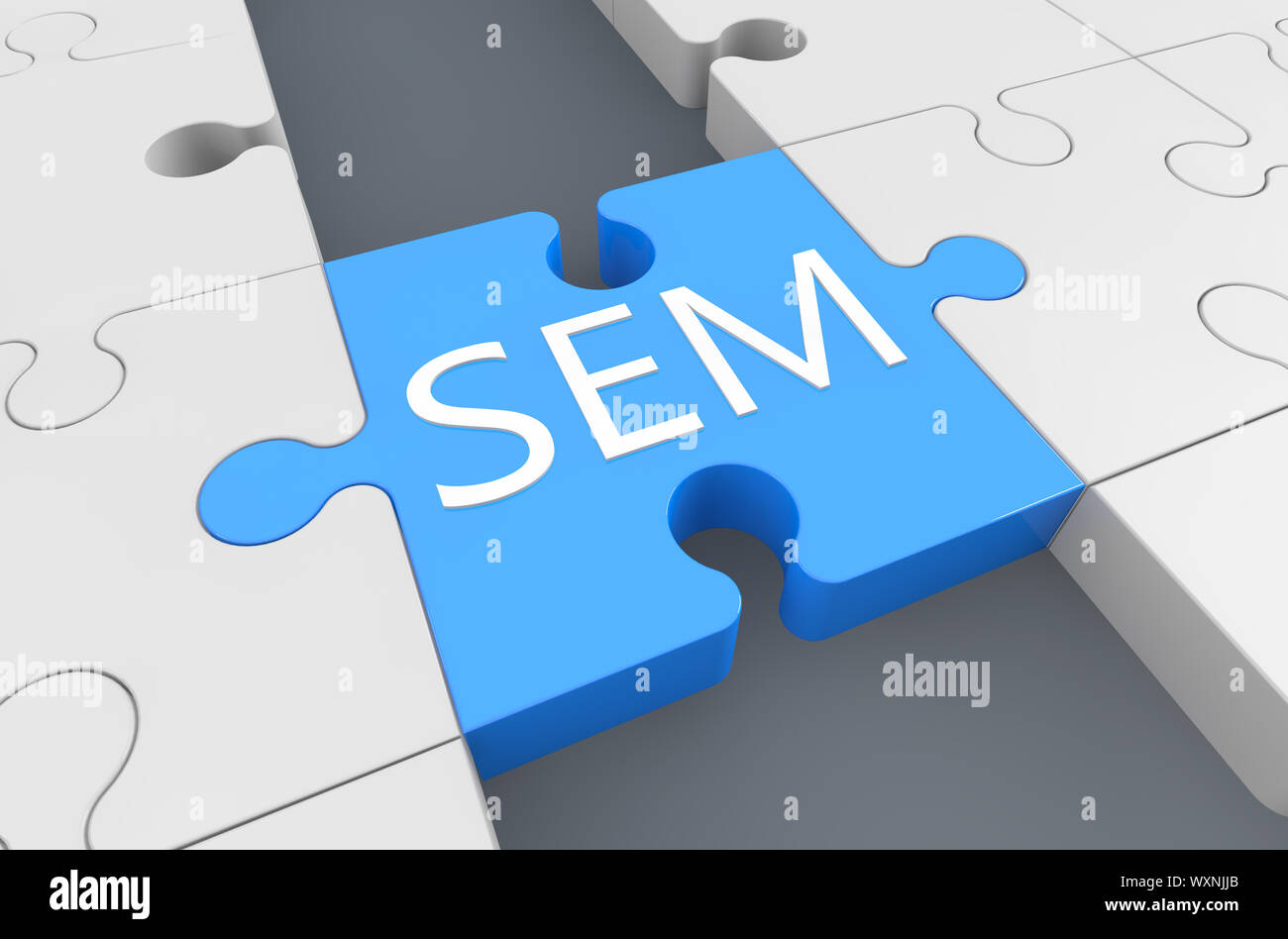 Search Engine Marketing - puzzle 3d render illustration Stock Photo