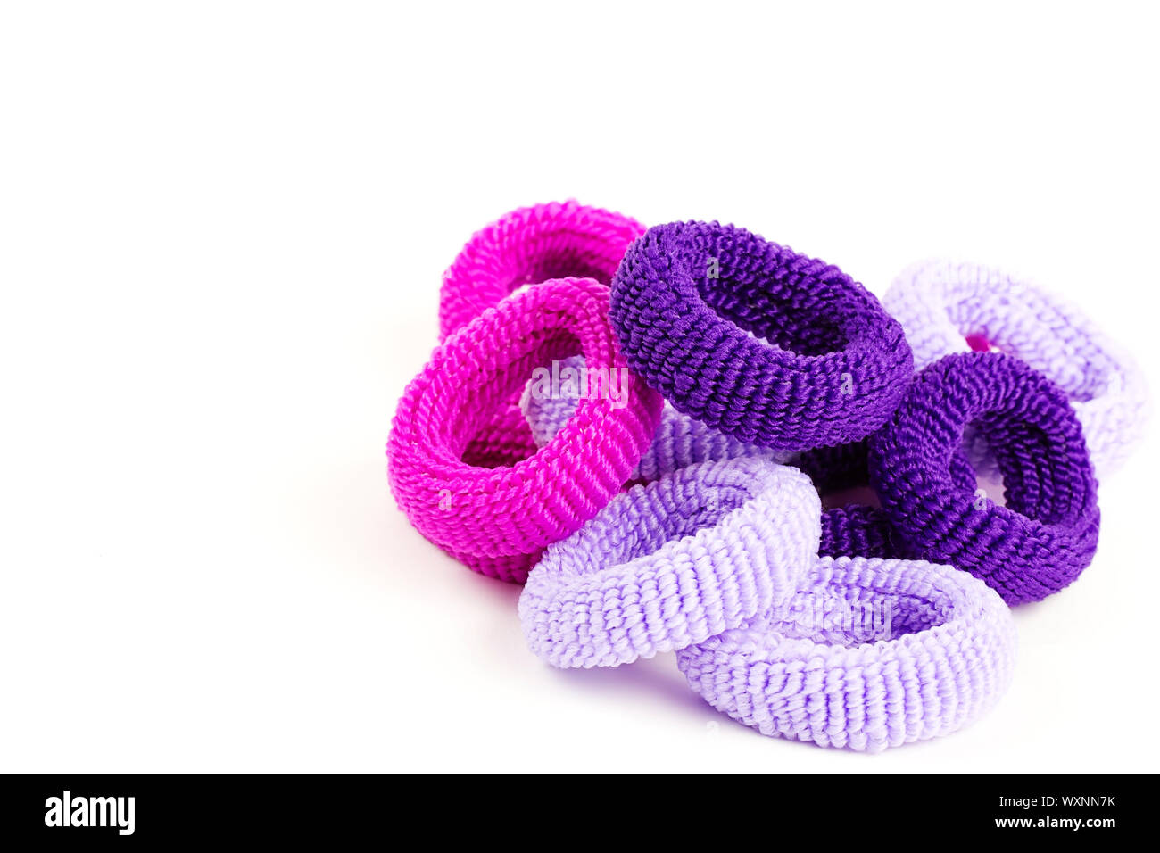 some violet hair tiles on white background Stock Photo