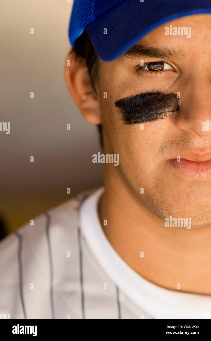 Baseball Player Wearing Eyeblack Stock Photo Alamy