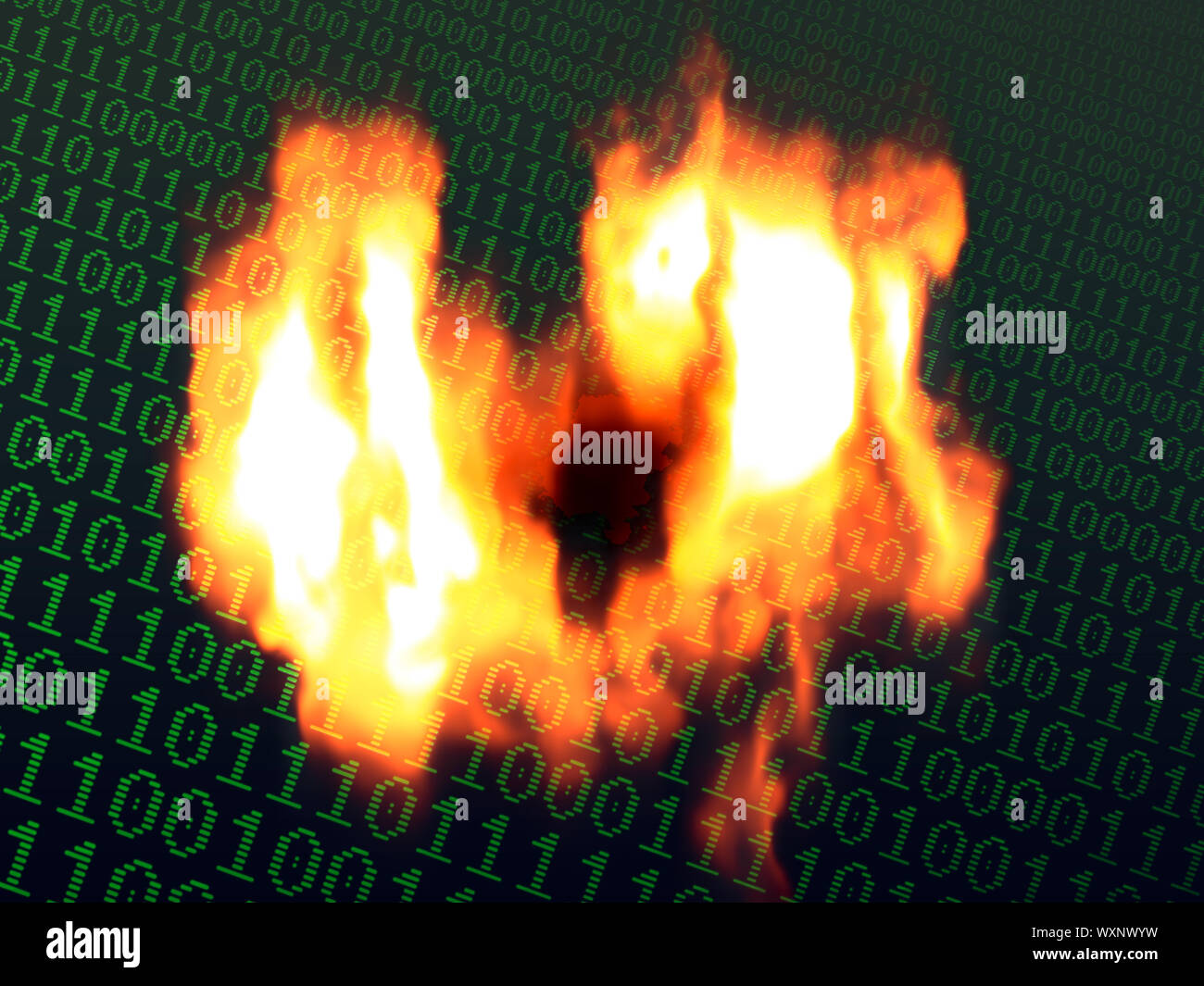 Abstract background of burning binary computer language code Stock ...