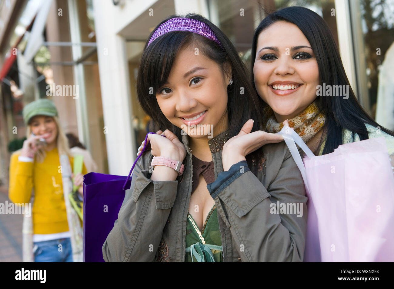 Teenage Girls Shopping at the Mall Stock Photo Alamy