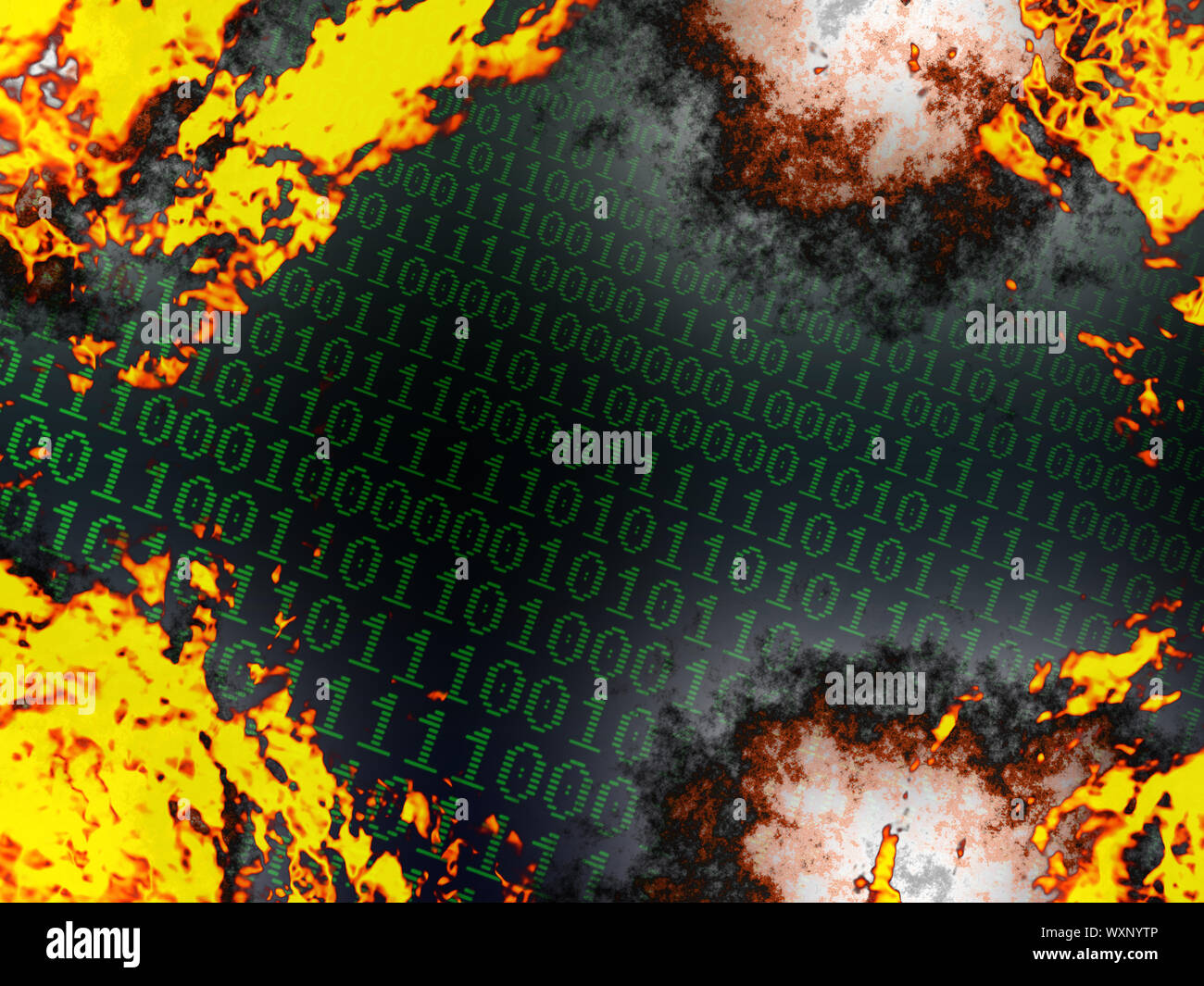 Abstract background of burning binary computer language code Stock ...