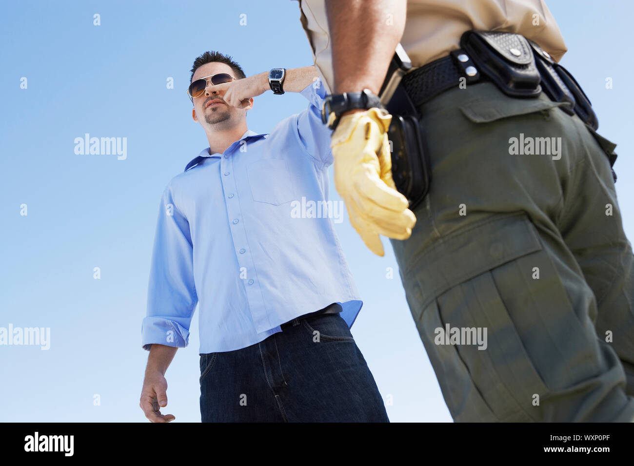 Cop Suspecting a Man of Drunk Driving Stock Photo Alamy