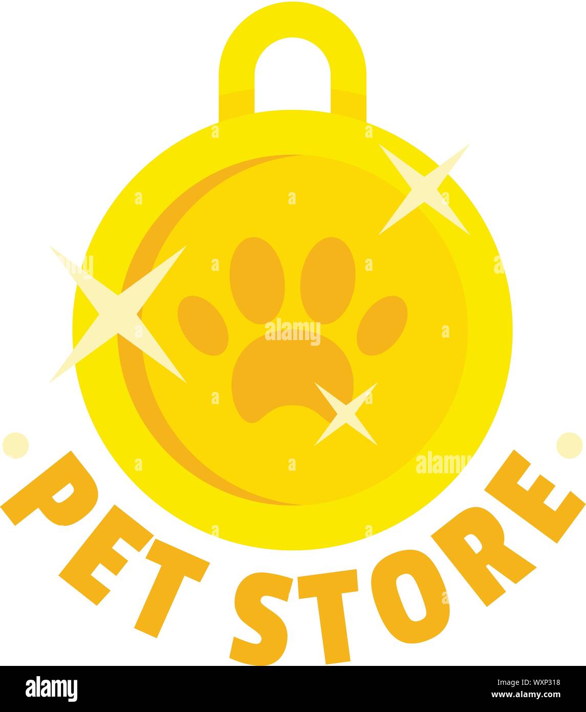 Pet store gold medal logo. Flat illustration of pet store gold medal