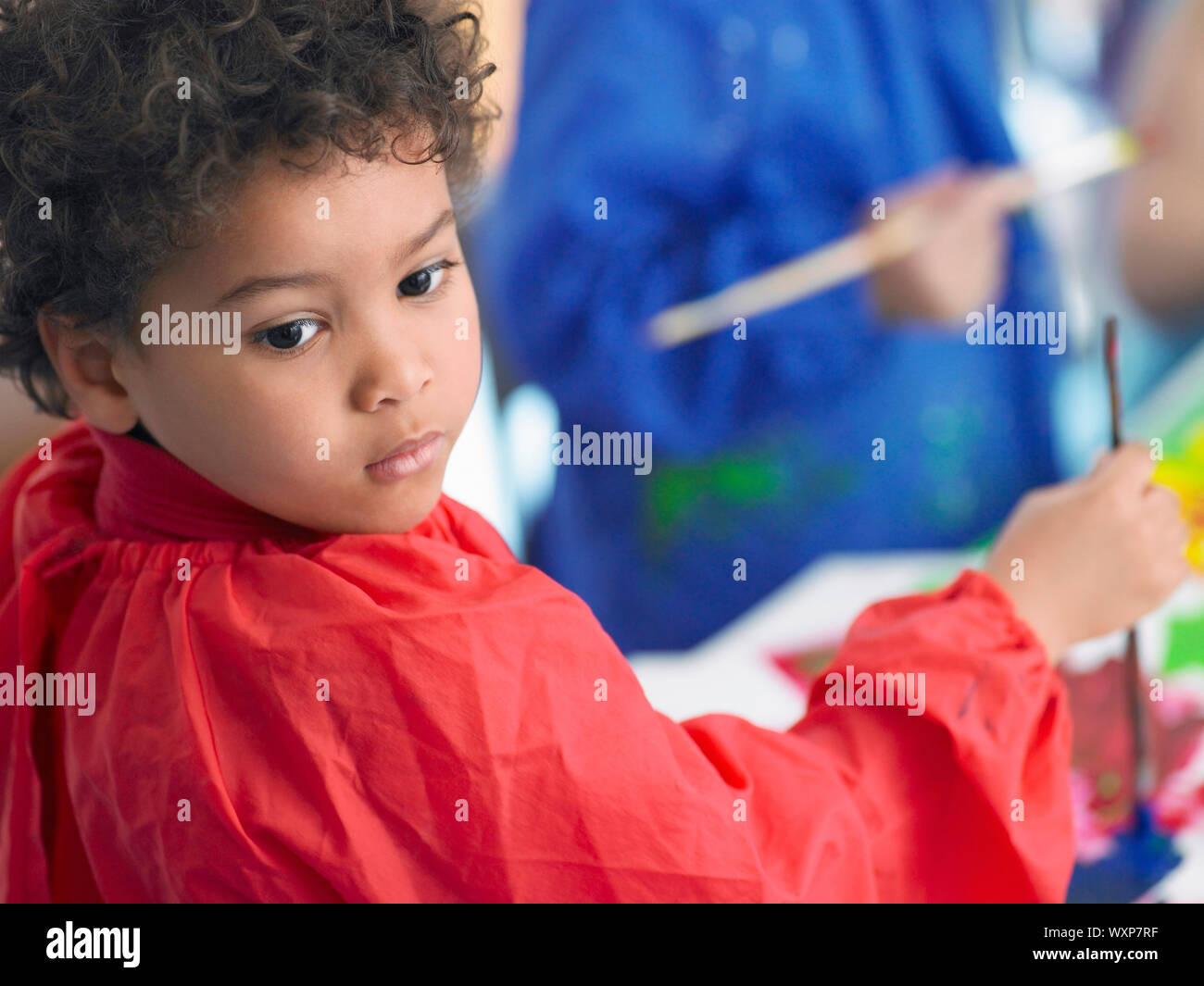 Elementary Student in Art Class Stock Photo