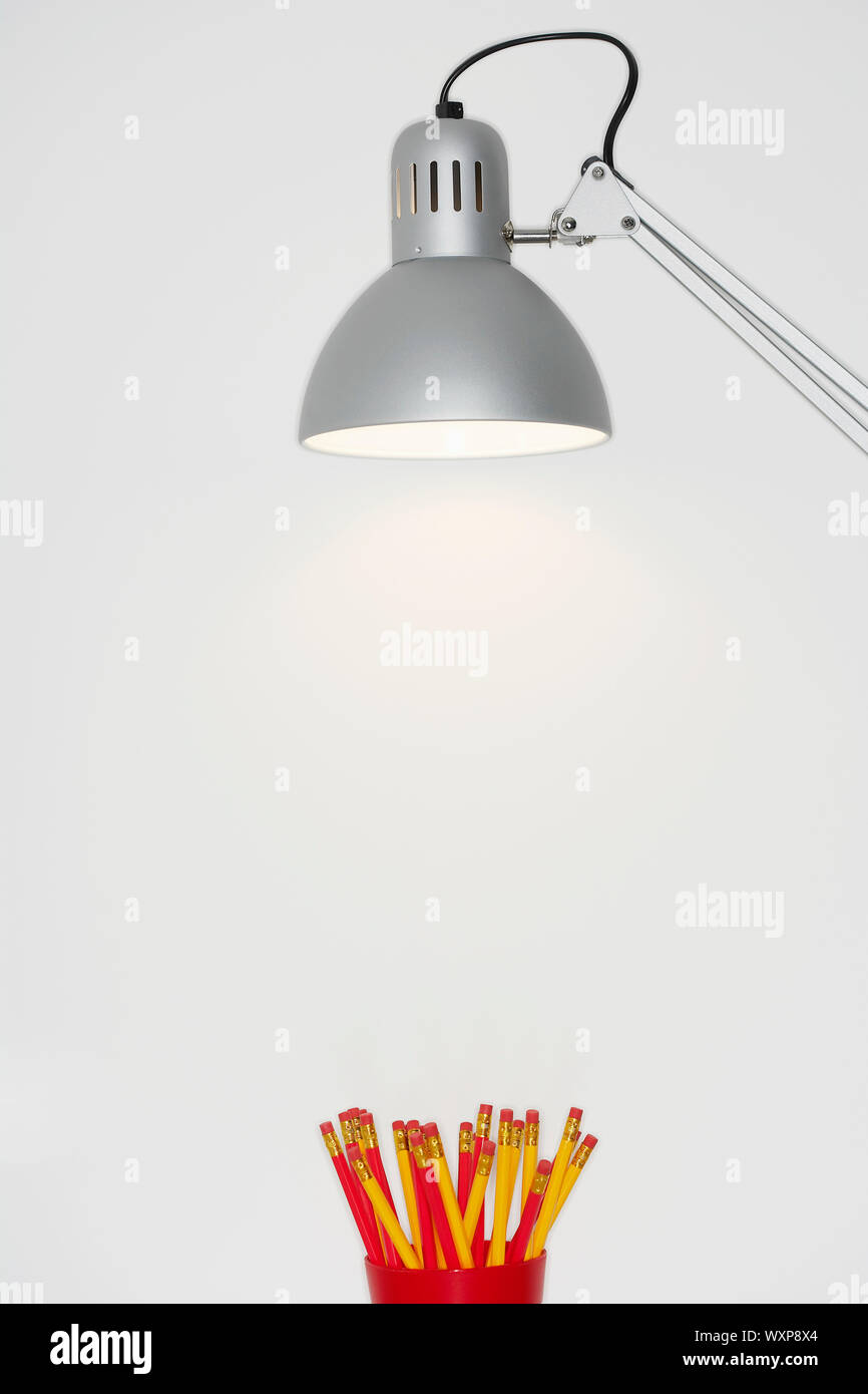 Desk Lamp and Pencils Stock Photo - Alamy