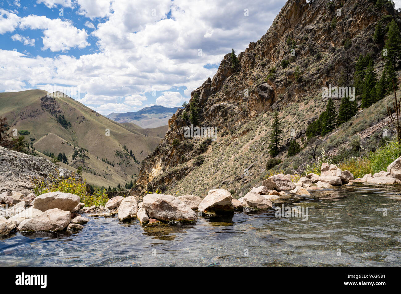 Goldbug Hot Springs in Idaho, in the Salmon-Challis National Forest on a summer day Stock Photo