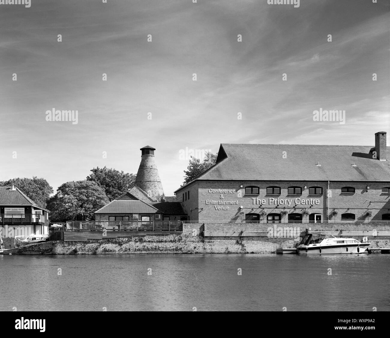 Priory Centre and Boat Club beside the River Great Ouse in St Neots Cambridgeshire England Stock Photo
