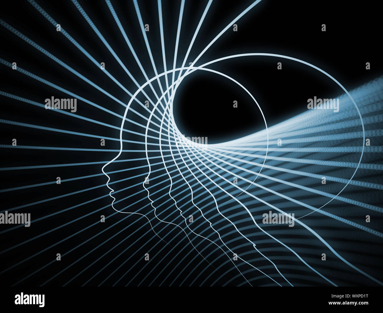 Geometry of Soul series. Interplay of profile lines of human head on ...