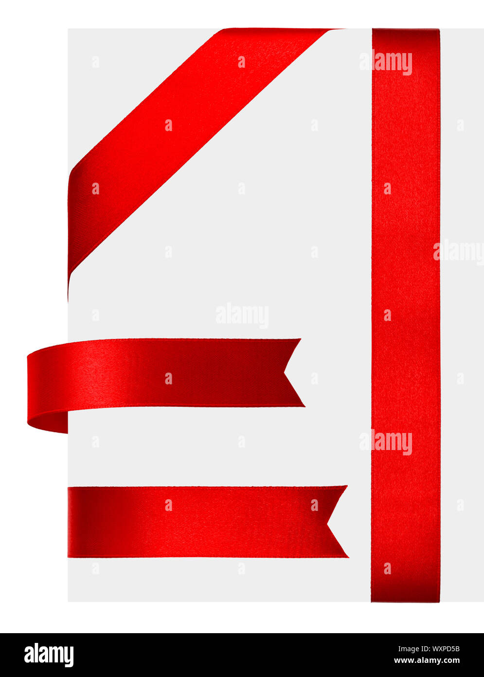 Shiny red satin ribbon on white background Stock Photo - Alamy