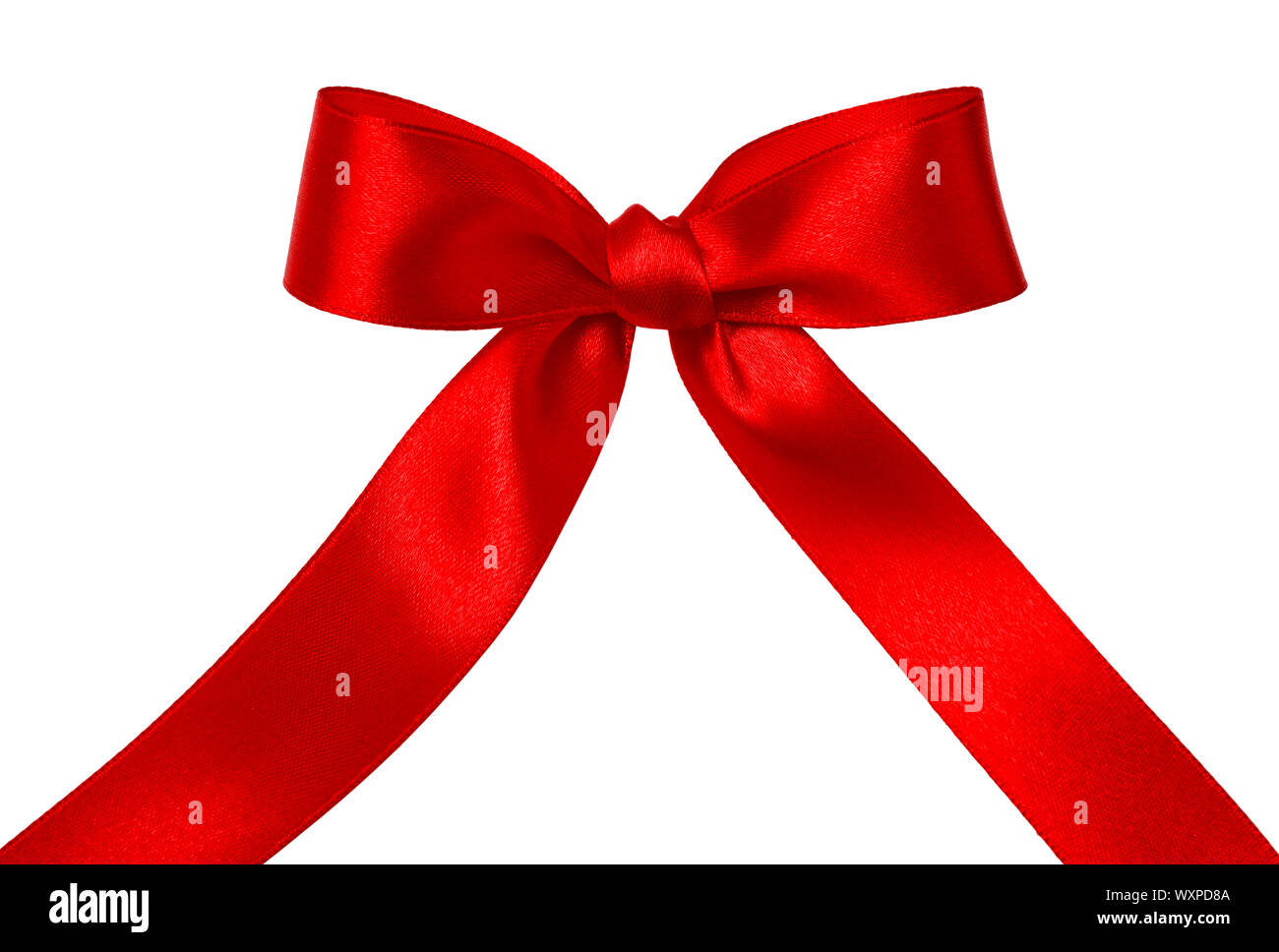 Shiny red satin ribbon on white background Stock Photo - Alamy