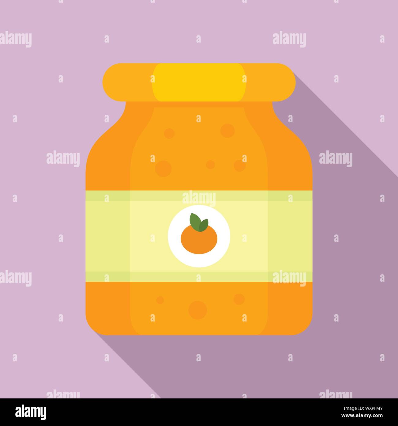 Orange jam jar icon. Flat illustration of orange jam jar vector icon