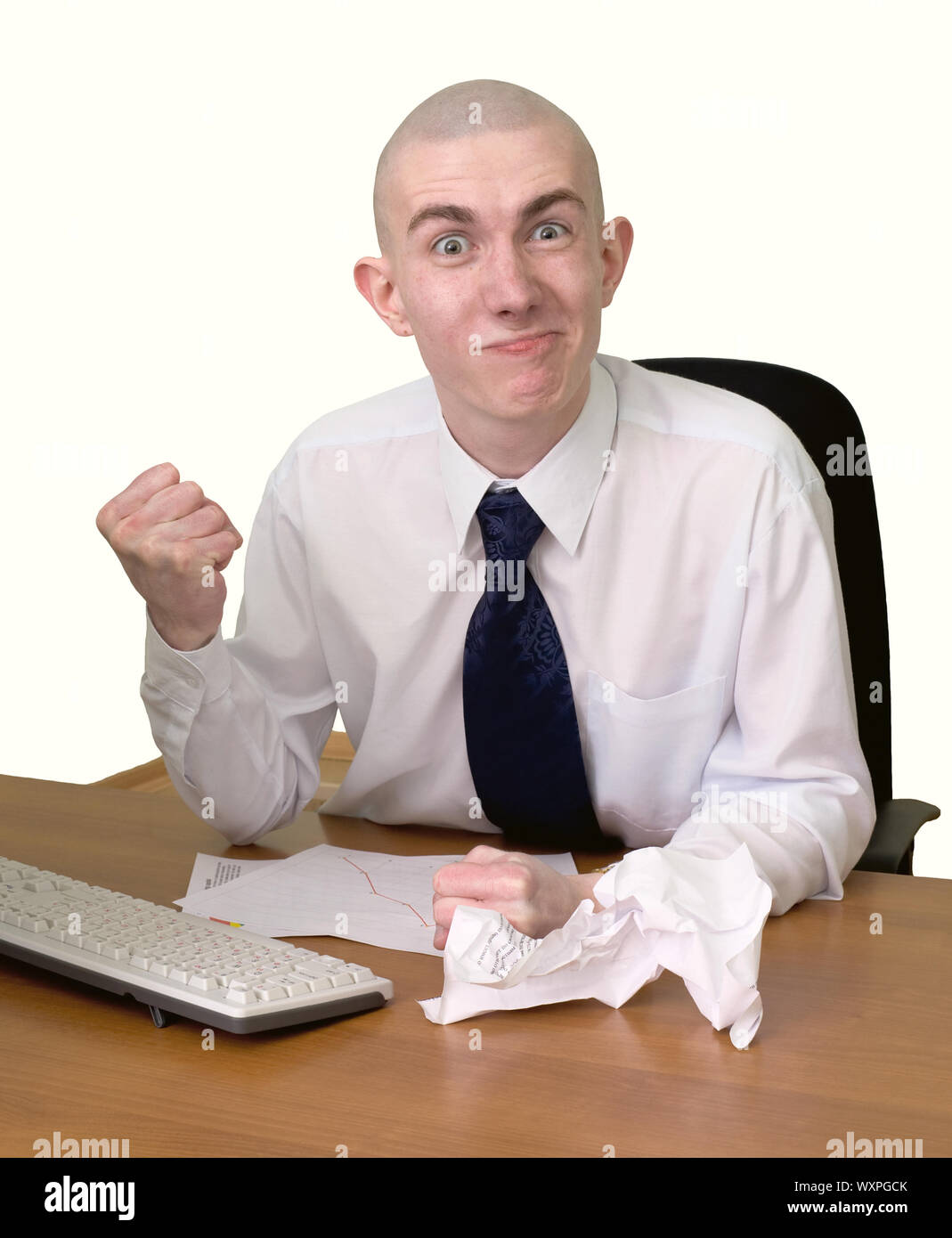 Emotional manager at office on a workplace Stock Photo