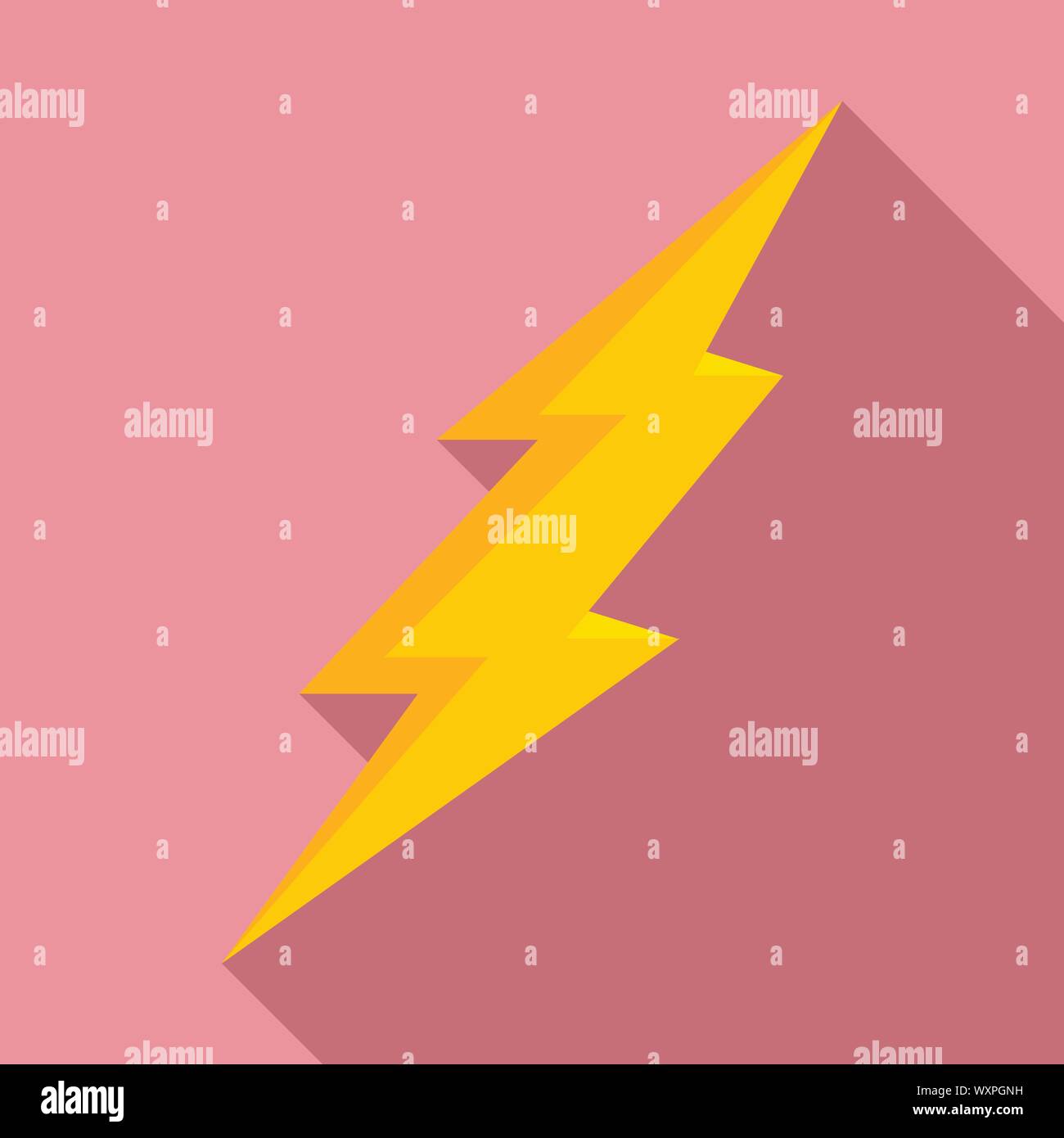 Warning lightning bolt icon. Flat illustration of warning lightning