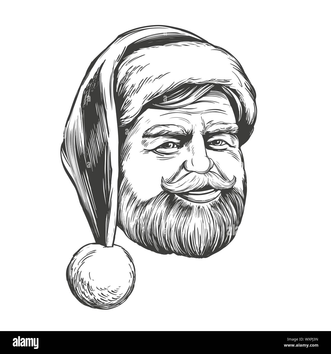 Santa Claus, Christmas symbol hand drawn vector illustration sketch Stock Vector