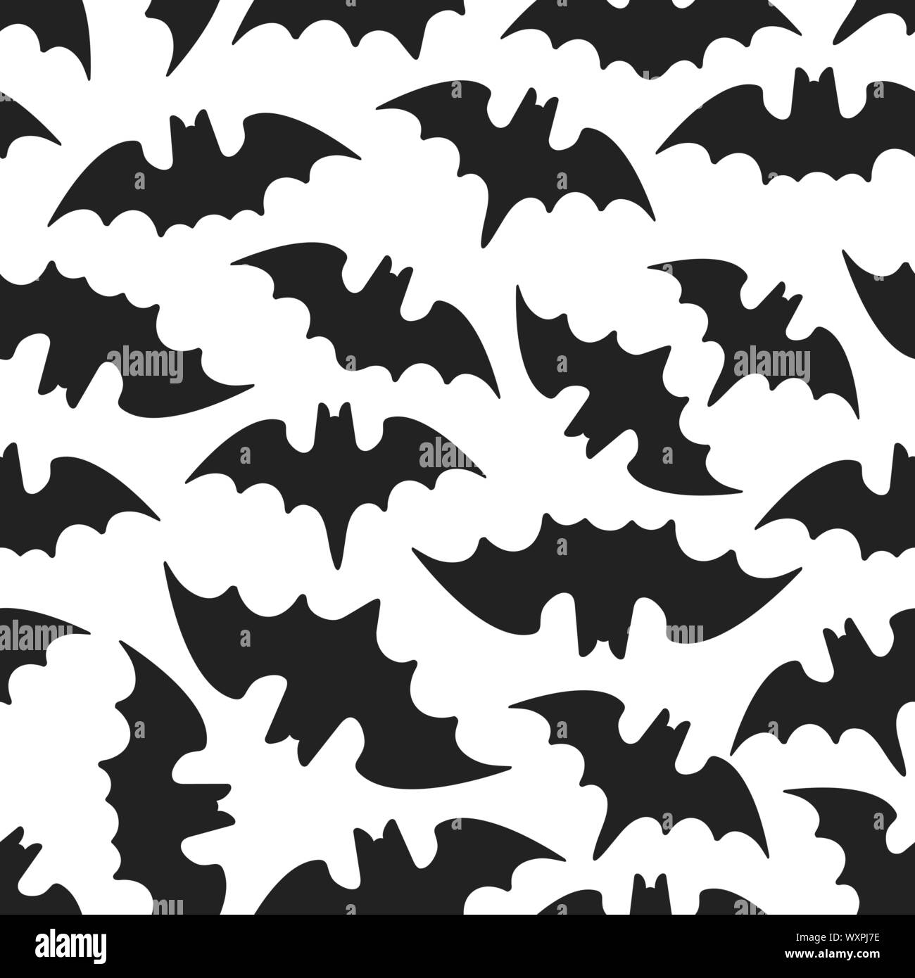 Seamless halloween pattern with animals bats flat style design vector ...