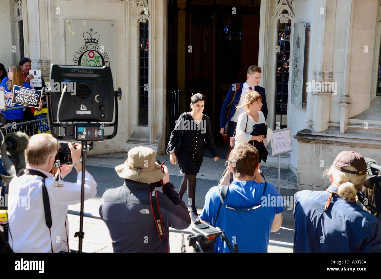 shami chakrabarti leaving the supreme court of the united kingdom london appeal against prorogation of parliament september 2019 media and crowds uk Stock Photo