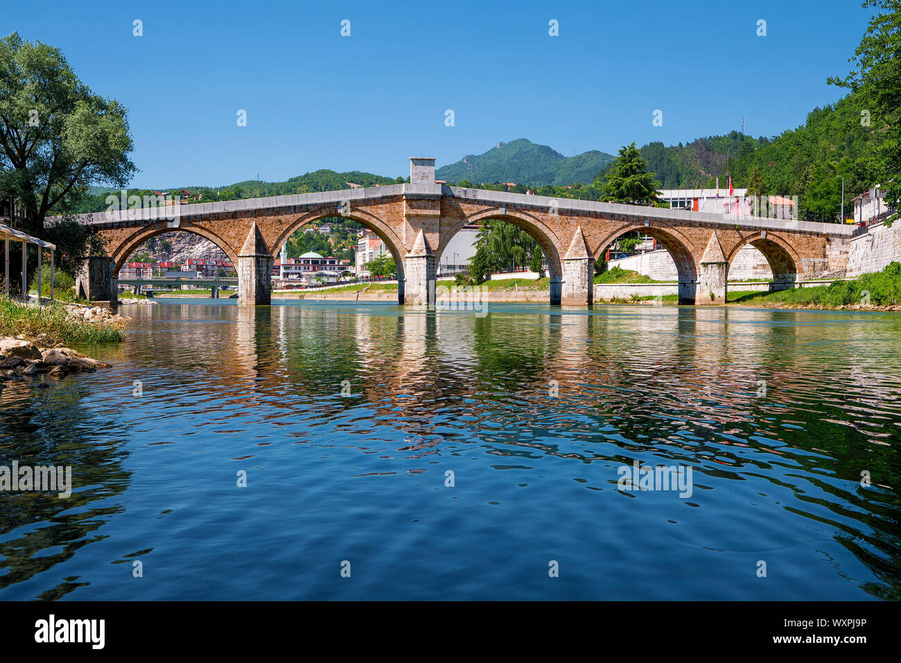 The Old Bridge, Visegrad, Republika Srpska, Bosnia and Herzegovina Stock Photo