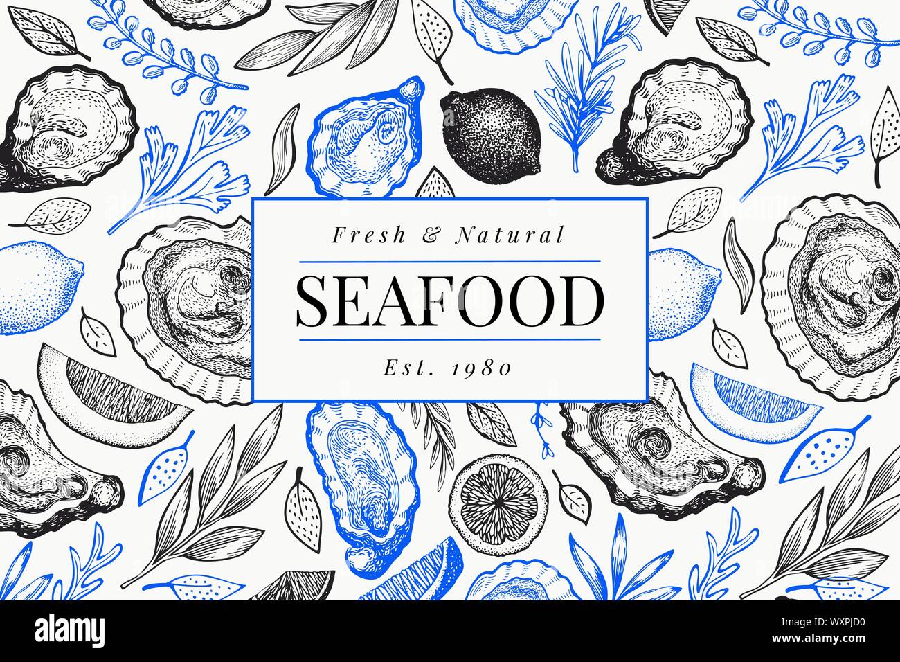 Oysters And Spices Design Template Hand Drawn Vector Illustration
