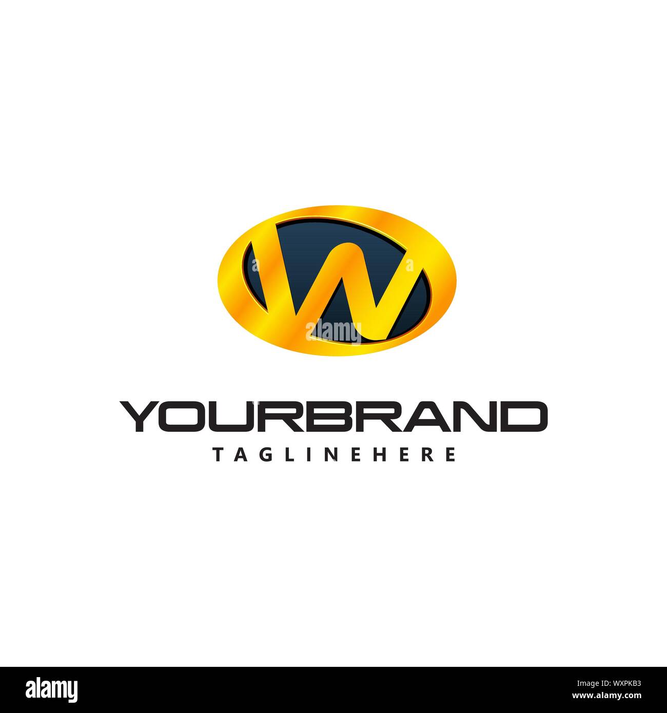 Golden Letter W logo curved oval shape. Auto Guard badge auto logo ...