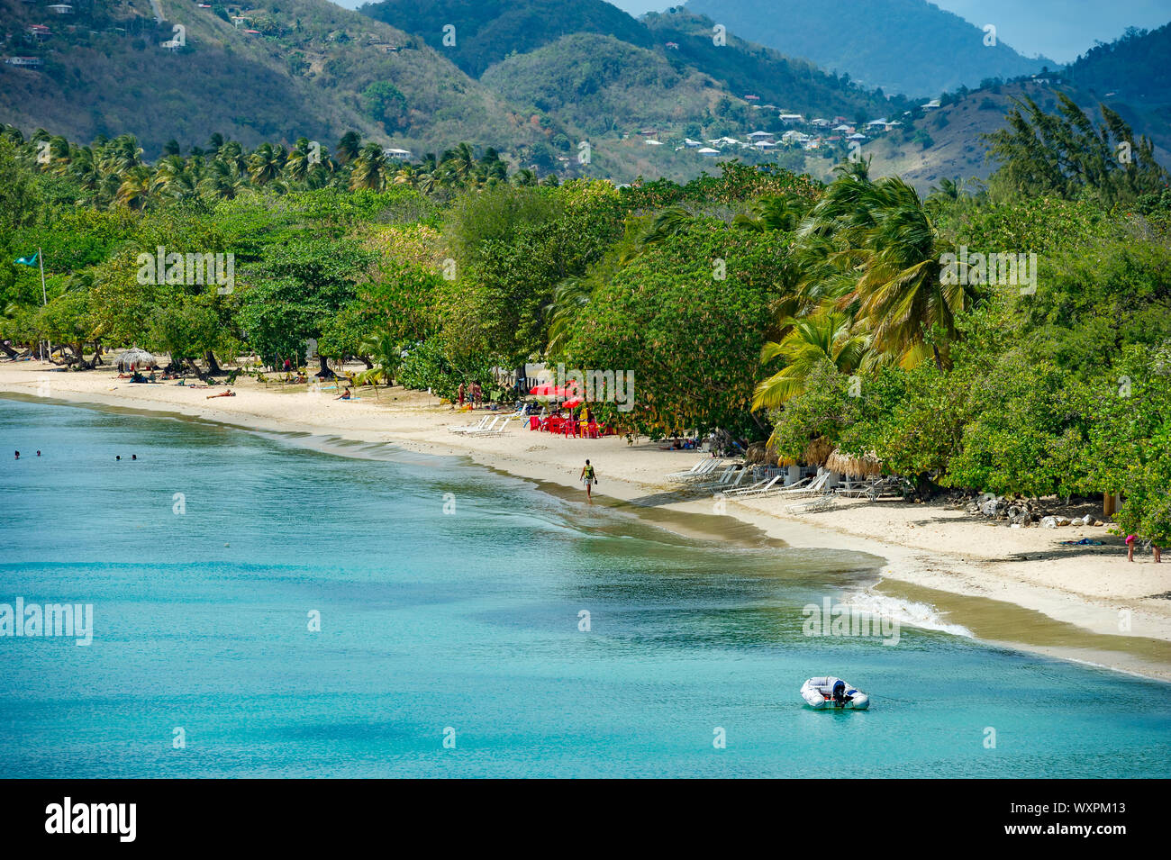 Le Francois, Martinique / 04.08.2014. Martinique, FWI - panoramic view of the Salines Beach, located on the Grande Anse des Salines. One of the most b Stock Photo