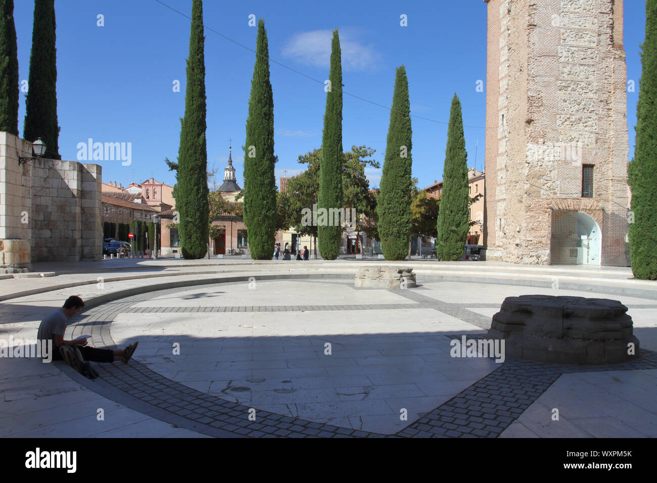 Around tourist info office, Alcala de Henares, Roman remains Stock Photo
