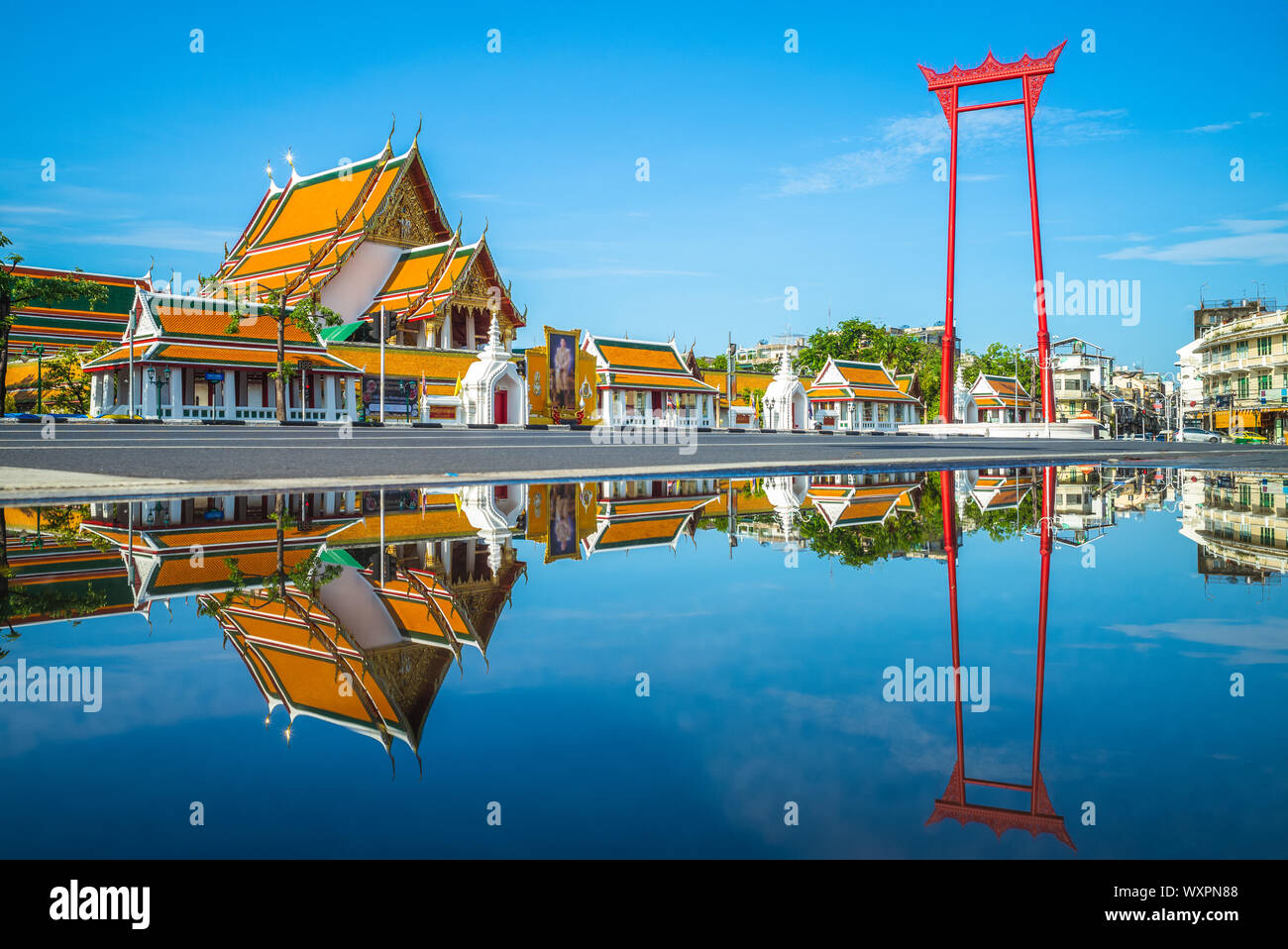 wat suthat and giant swing at bangkok, thailand Stock Photo