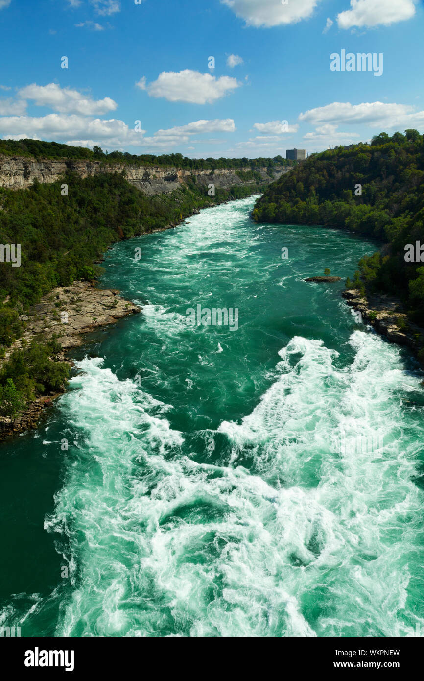 Lower Niagara River in the Niagara Gorge,  Border Between Canada and United States. Stock Photo