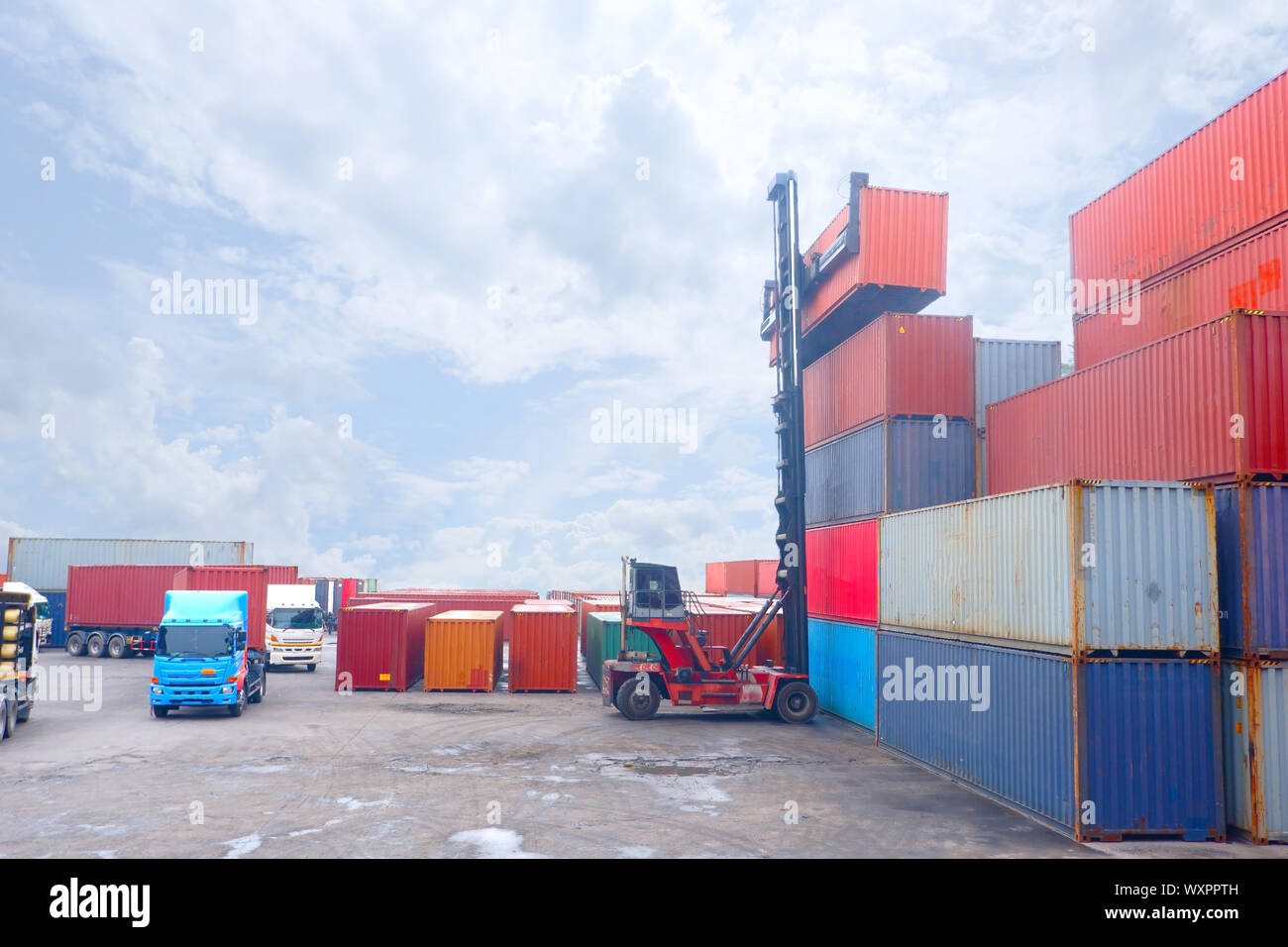 Container. Industrial crane loading Containers in a Cargo freight ship ...