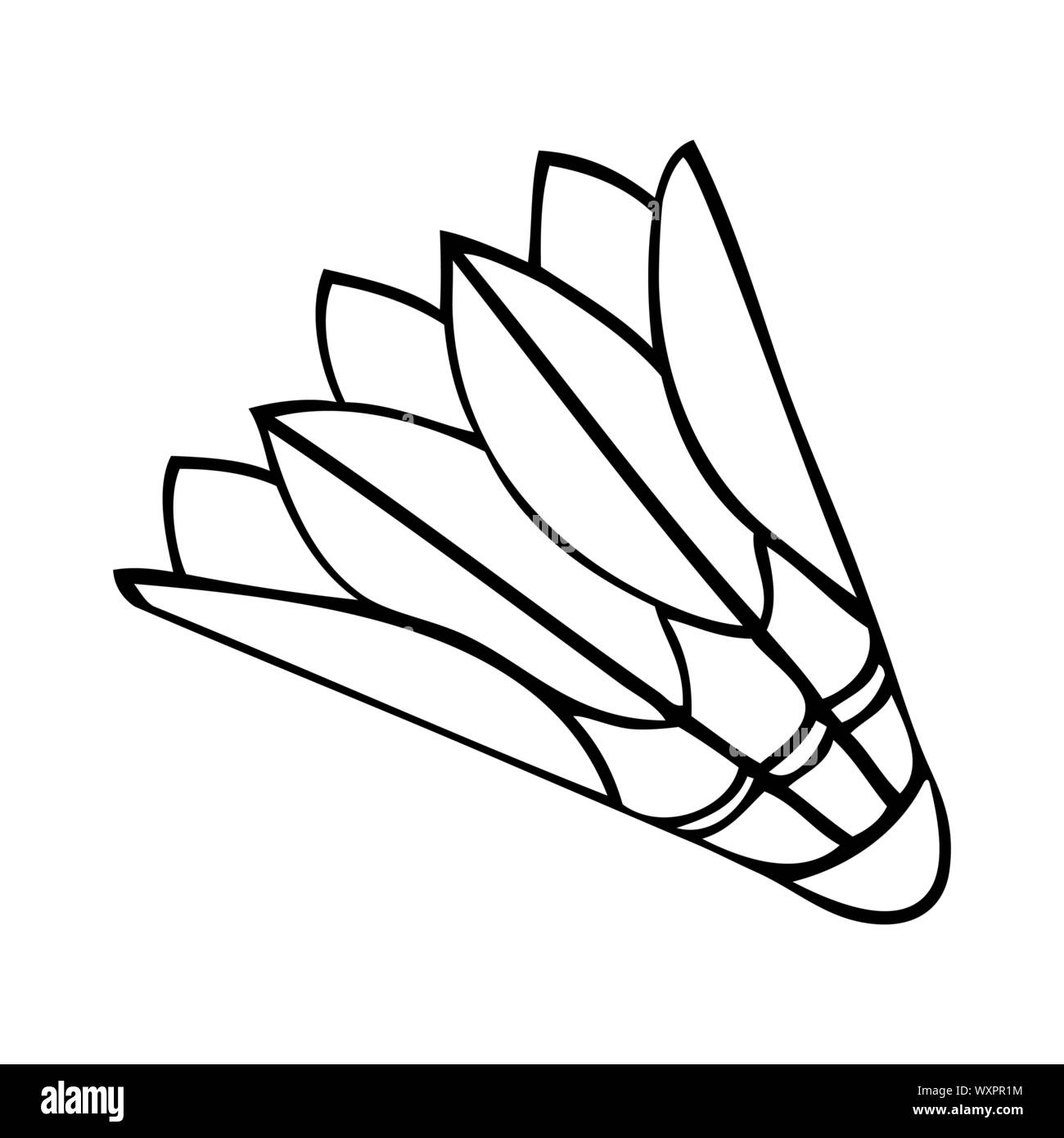 Black and white vector image of a badminton birdie Stock Vector