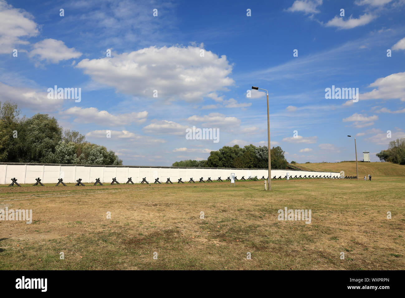 05 September 2019, Saxony-Anhalt, Hötensleben: The command tower and remains of the Wall are located at the border monument in Hötensleben on the former inner-German border. Photo: Peter Gercke/dpa-Zentralbild/ZB Stock Photo