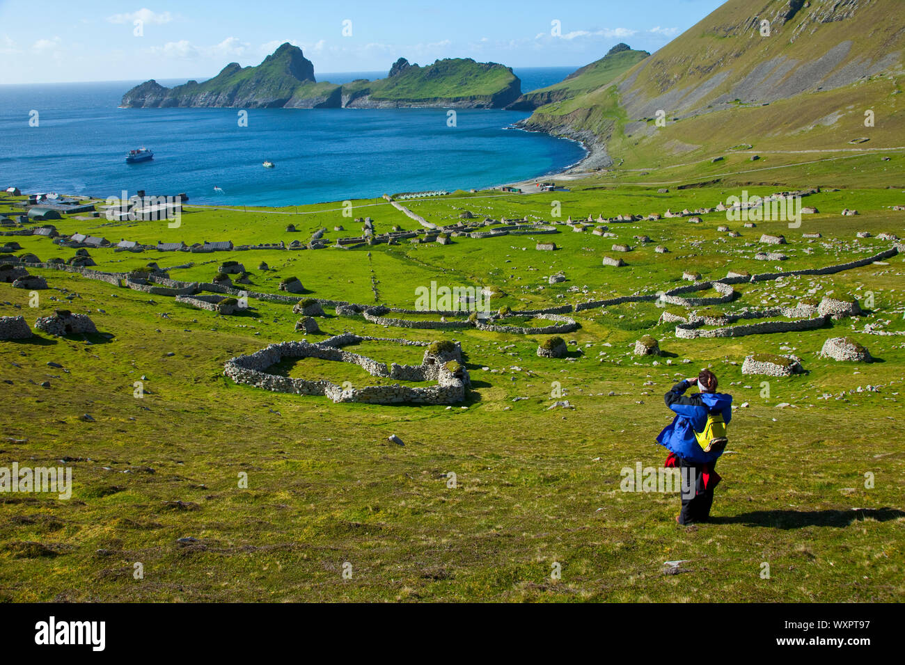 Pueblo de St. Kilda. Village Bay. Isla St. Kilda. Outer Hebrides. Scotland, UK Stock Photo