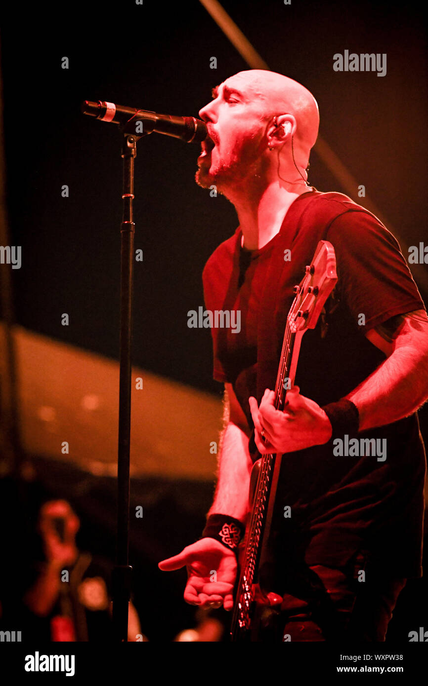 September 16, 2019, Irvine, CA, U.S: Aaron Bruch , Bass with Breaking Benjamin performs at Fivepoint Amphitheater in Irvine Ca. on September 16th, 2016 (Credit Image: © Dave Safley/ZUMA Wire) Stock Photo