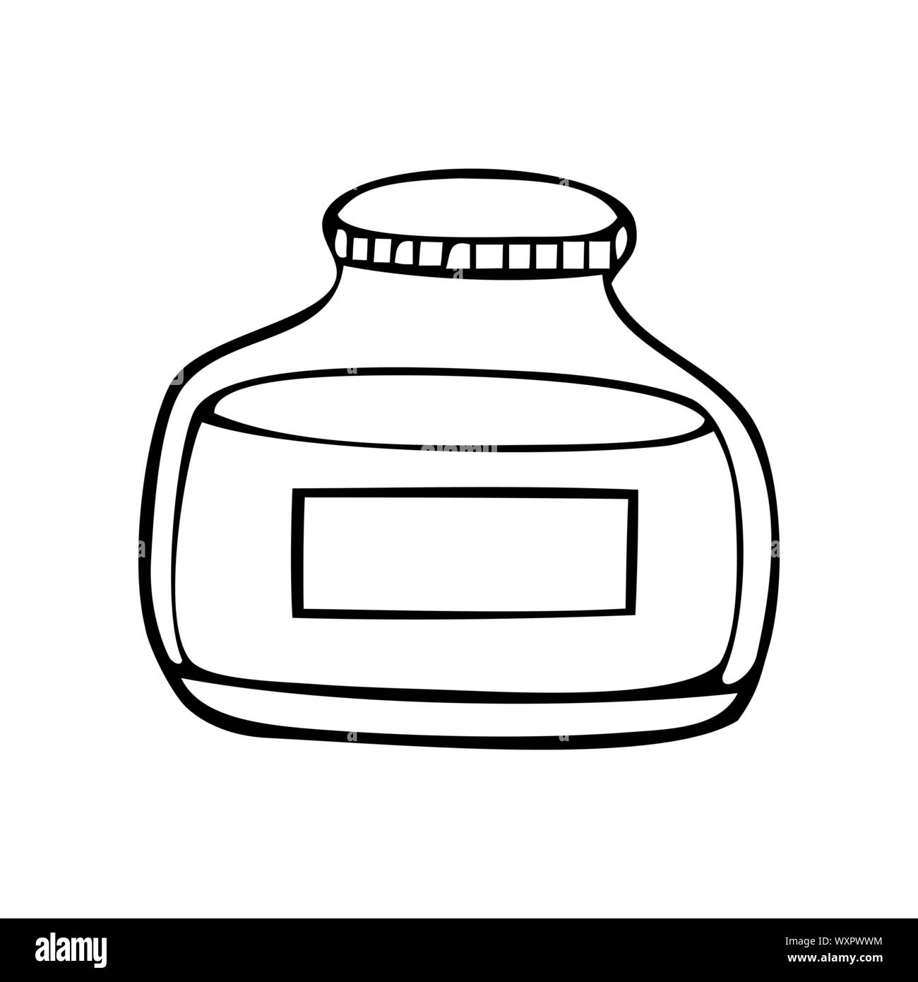 Black and white vector icon of rounded jar Stock Vector