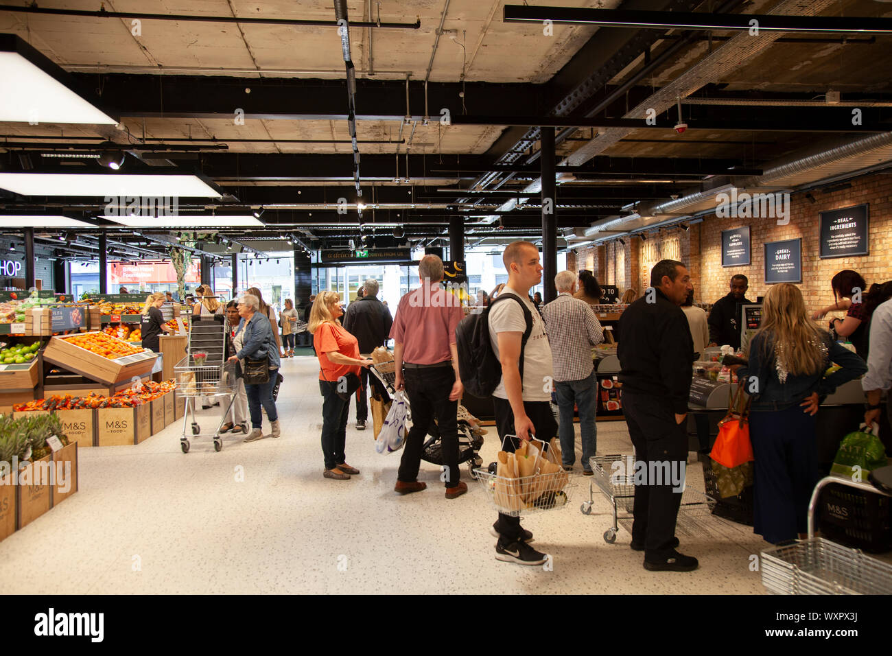 Marks and Spencer Check Out Clapham Junction - London UK Stock Photo