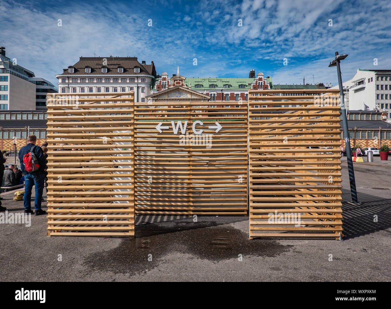 Public restrooms toileys wc in the harbor of Helsinki, capital of Finland Stock Photo