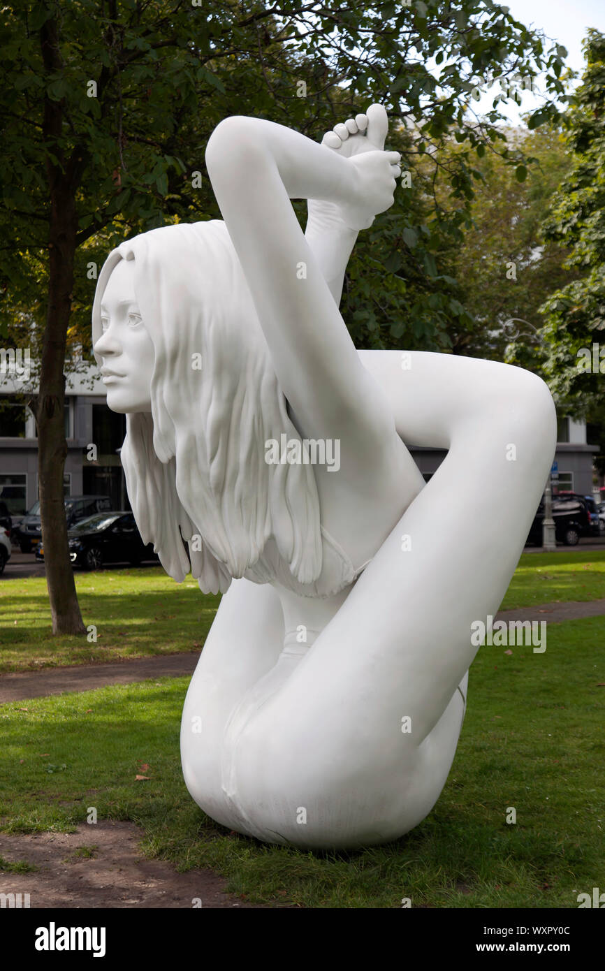 A Sculpture by Marc Quinn entitled 'Myth (Sphinx), part of the Artzuid Amsterdam Sculpture Biennial Stock Photo