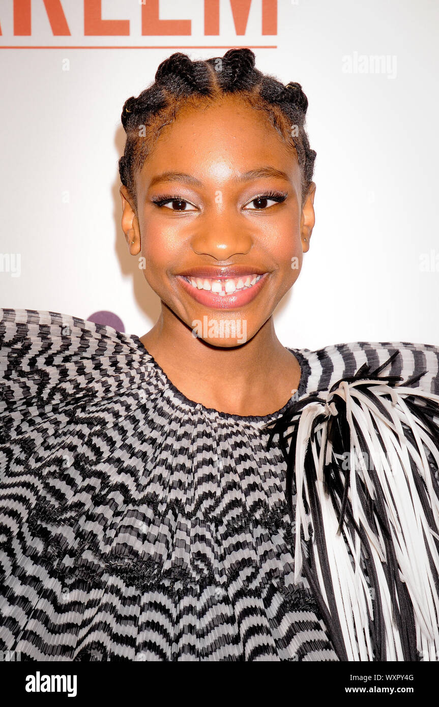 Demi Singleton attends the Godfather of Harlem screening at the Apollo Theater in New York City. Stock Photo