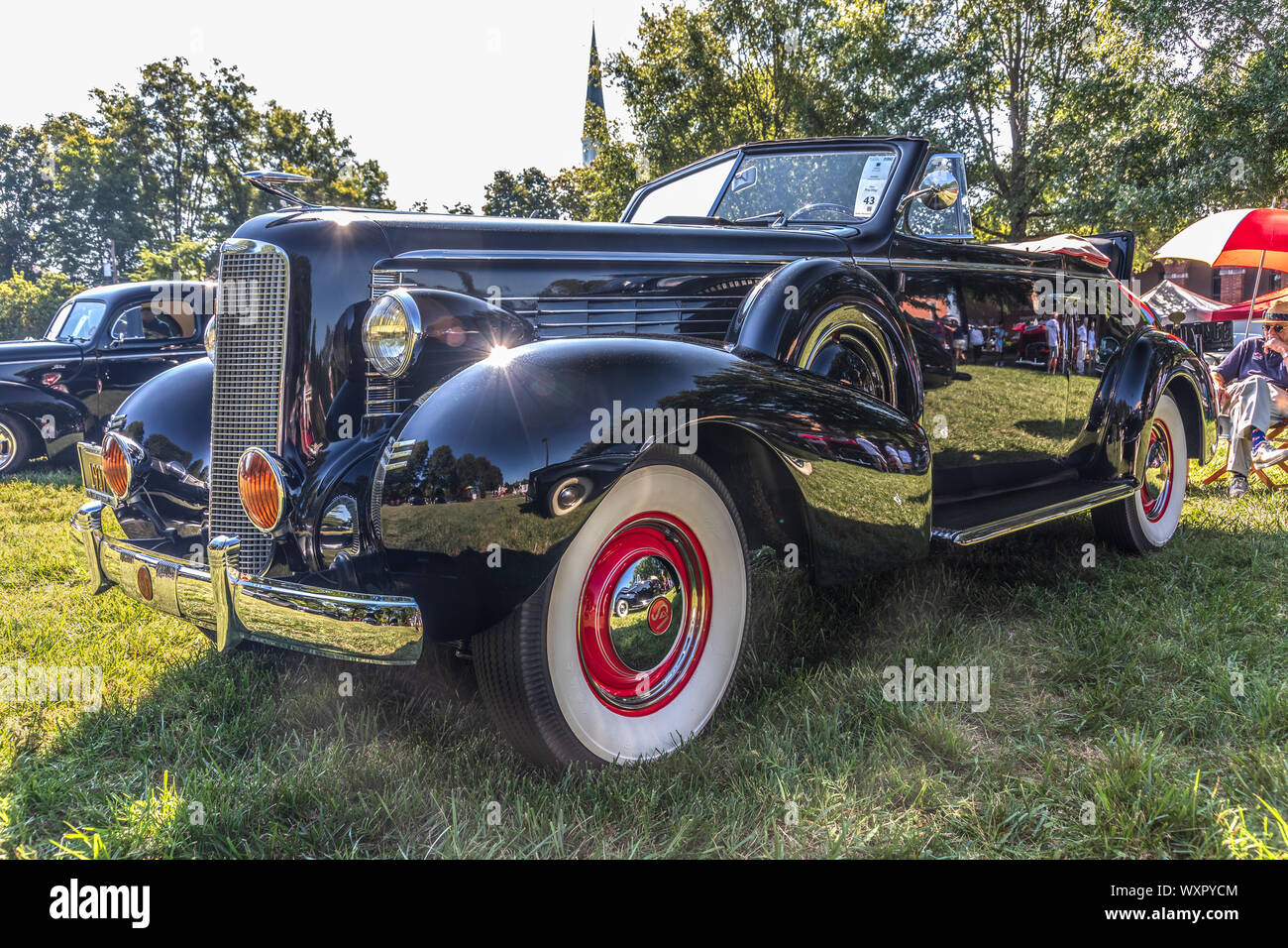 HICKORY, NC, USA-7 SEPT 2019: 1937 LaSalle, front-driver's side view. Stock Photo