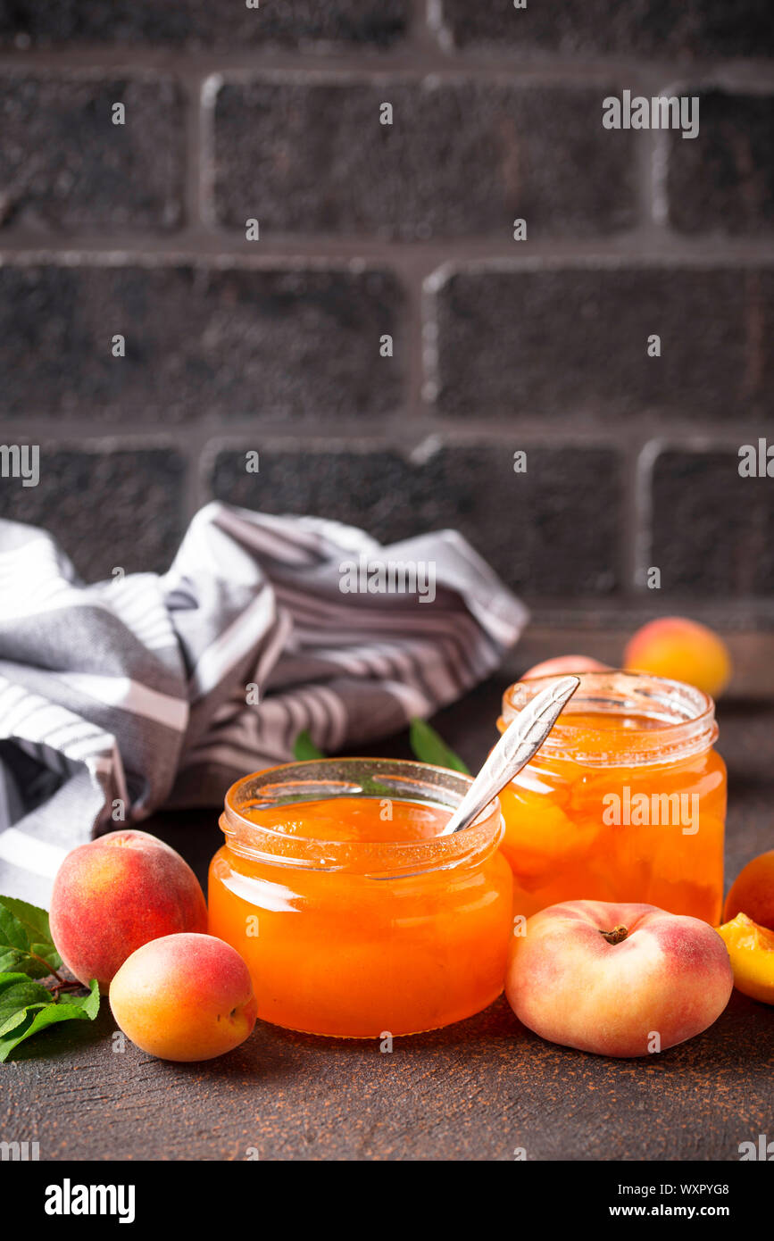 Apricot jam in glass jar hi-res stock photography and images - Alamy