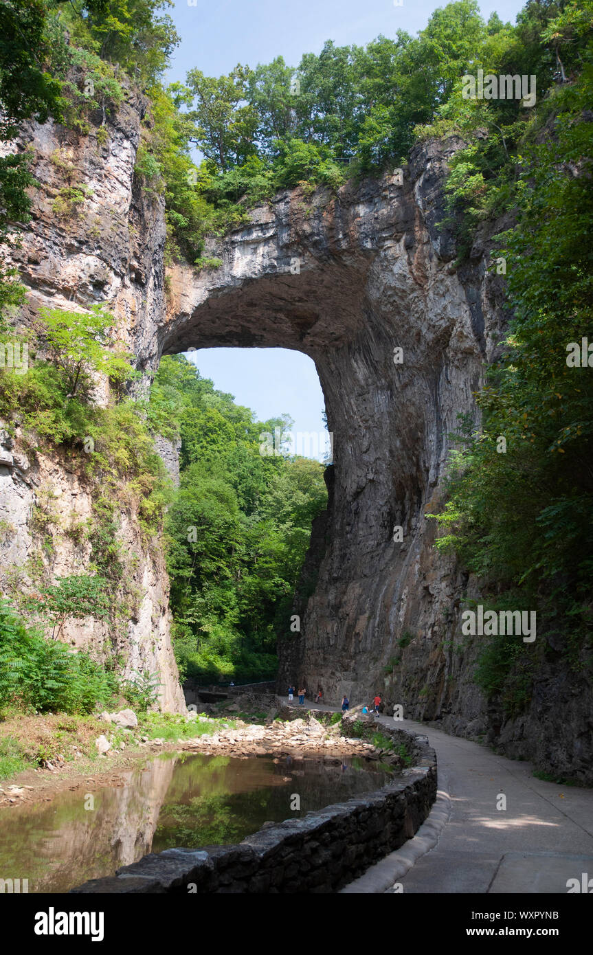 National Park in Virginia shows off the Natural Rock Bridge. Stock Photo