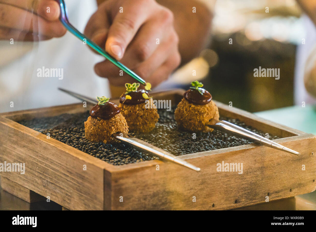 Last touches of chef  ,Ottoman kitchen Stock Photo