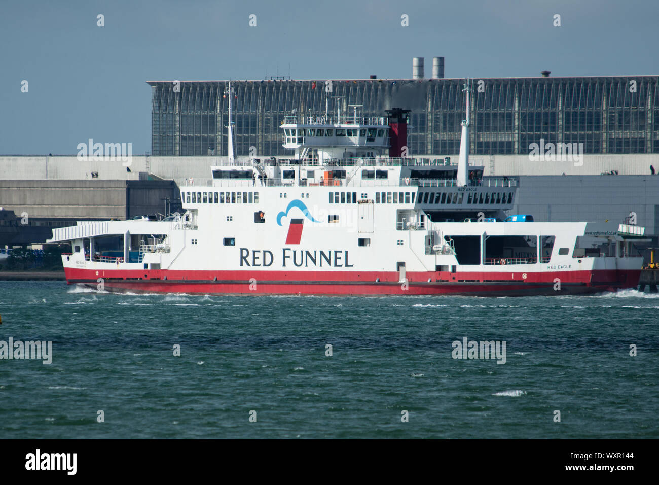 Red Funnel Car Ferry Southampton Water from Hamble towards Fawley Stock